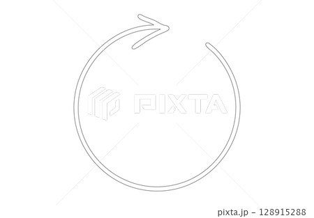 回転する矢印アイコン　グレー（更新・リロード・循環）  128915288