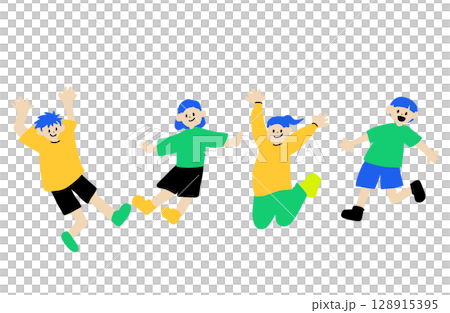 ジャンプする子供たち ジャンプする子供たち 128915395