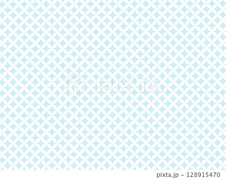 和柄　七宝　シルエット 水色 背景素材 128915470