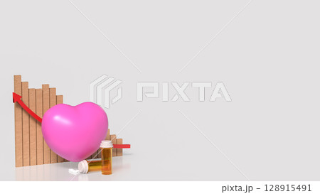 The Heart and Medicine for Health and Medical concept 3d Rendering. The Heart and Medicine for Health and Medical concept 3d Rendering. 128915491
