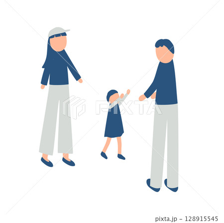 秋を過ごす家族のイラスト 128915545