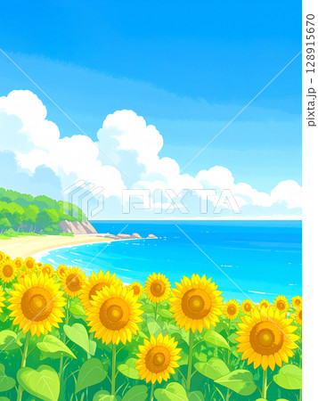 向日葵　海　青空 128915670