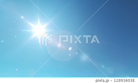 太陽と青空の背景素材 128916038