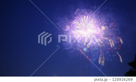 夏の夜空に咲く大輪の花火は隅田川花火大会 夏の夜空に咲く大輪の花火は隅田川花火大会 128916269