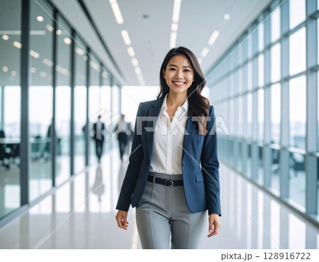 オフィスを歩く女性 128916722