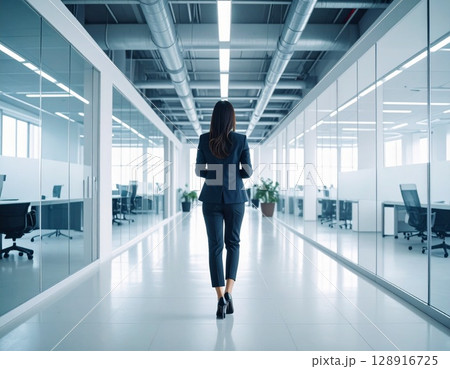オフィスを歩く女性 128916725