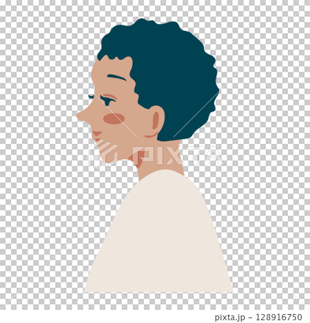 若いショートヘアのアフリカ系女性のアイコン 128916750