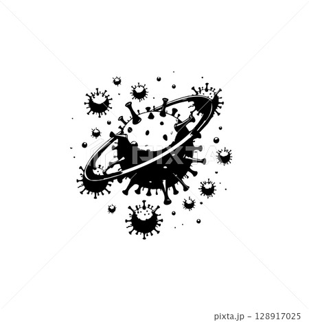Artistic Monochrome Representation of a Virus with Ring-like Structure Design 128917025