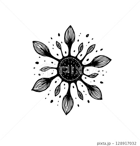 Abstract Black and White Floral Design, Hand Drawn, Simplicity and Elegance Abstract Black and White Floral Design, Hand Drawn, Simplicity and Elegance 128917032
