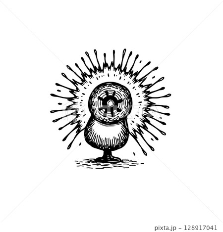 Abstract geometric design of a stylized object with radiating lines drawing Abstract geometric design of a stylized object with radiating lines drawing 128917041