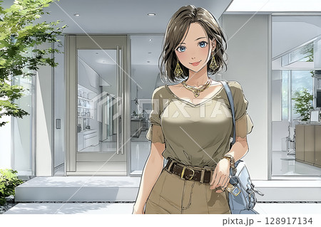 地域支援をする女性スタッフのイラスト素材 128917134