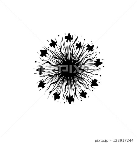 Abstract floral silhouette design with intricate details against a white background 128917244