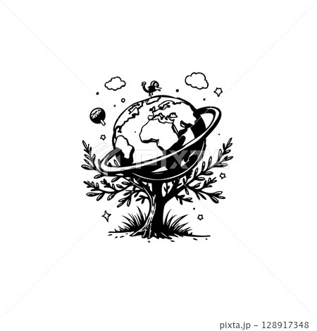 Earth tree illustration: a symbol of ecological balance and environmental responsibility 128917348