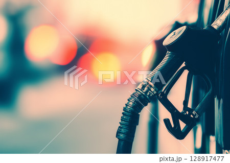 Modern Solar Charging Station for Electric Car During Vibrant Sunset Scene 128917477