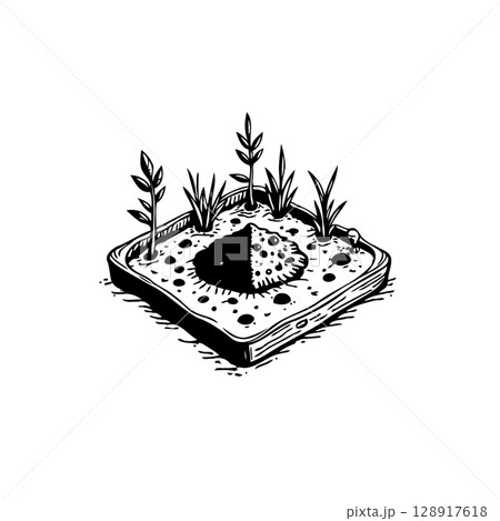 Monochrome futuristic landscape concept: A blend of nature and technology innovation 128917618