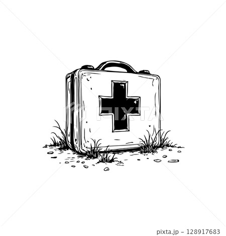 First Aid Kit Sketch: Emergency Medical...のイラスト素材 [128917683] - PIXTA
