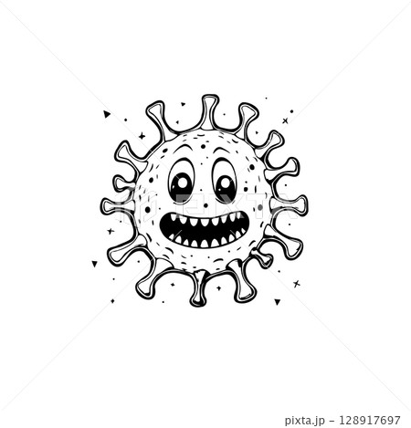 Cartoonish Depiction of Coronavirus with Anthropomorphic Features and Playful Expression Cartoonish Depiction of Coronavirus with Anthropomorphic Features and Playful Expression 128917697