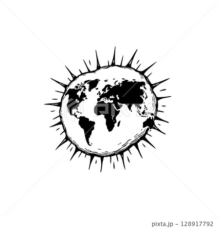 Spiky world map drawing symbolizing global...のイラスト素材 [128917792] - PIXTA