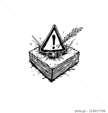 Abstract illustration of a warning sign on a...のイラスト素材 [128917799] - PIXTA