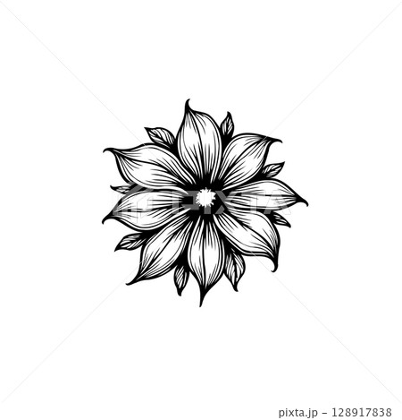 Detailed Floral Illustration in Black and White, a classic design of flower 128917838