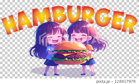 ハンバーガーと少女(タイトル入り) ハンバーガーと少女(タイトル入り) 128917979
