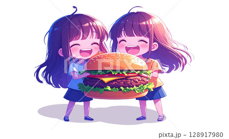 ハンバーガーと少女 ハンバーガーと少女 128917980