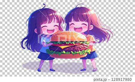 ハンバーガーと少女 ハンバーガーと少女 128917980