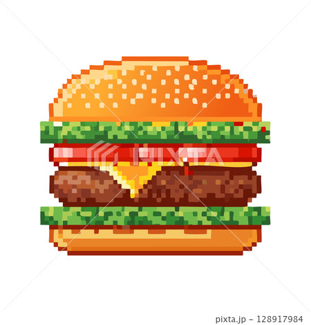 ハンバーガー　ドット絵 128917984
