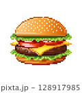 ハンバーガー　ドット絵 128917985
