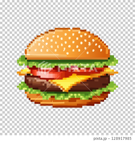 Hamburger pixel art 128917985