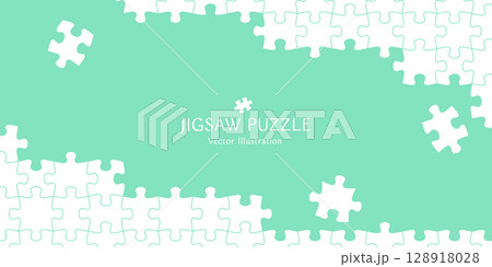 組み立て途中のジグソーパズルの背景素材のベクターイラスト 組み立て途中のジグソーパズルの背景素材のベクターイラスト 128918028
