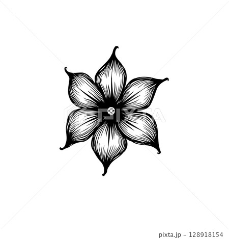 Elegant hand-drawn flower illustration perfect for botanical and nature-themed designs 128918154