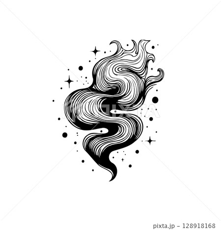 Mystical smoke illustration with stars evokes magic and ethereal beauty Mystical smoke illustration with stars evokes magic and ethereal beauty 128918168