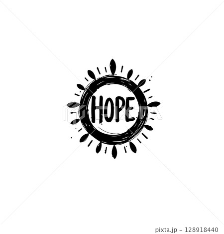 Hope typography in a sunburst design creates a positive and uplifting statement Hope typography in a sunburst design creates a positive and uplifting statement 128918440