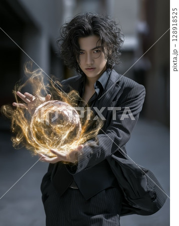 気を溜める男性 気を溜める男性 128918525