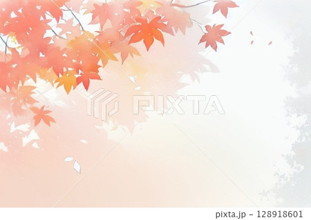 水彩で描いた紅葉の背景イラスト3 128918601