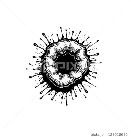Abstract black and white illustration of a stylized organic form explosion 128918653