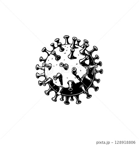 Illustration of a coronavirus cell, symbolizing the global health crisis and pandemic 128918806