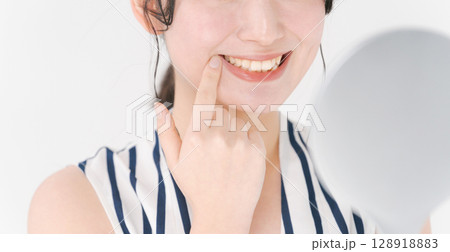 鏡を見る女性（バナー） 128918883