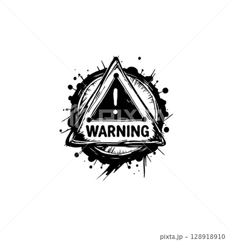 Distressed warning sign illustration with grunge effect for attention grabbing message Distressed warning sign illustration with grunge effect for attention grabbing message 128918910