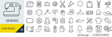 裁縫に関するアイコンセット 128918992