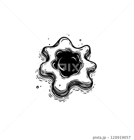 Stylized floral emblem in black and white linocut style on a pristine backdrop Stylized floral emblem in black and white linocut style on a pristine backdrop 128919057