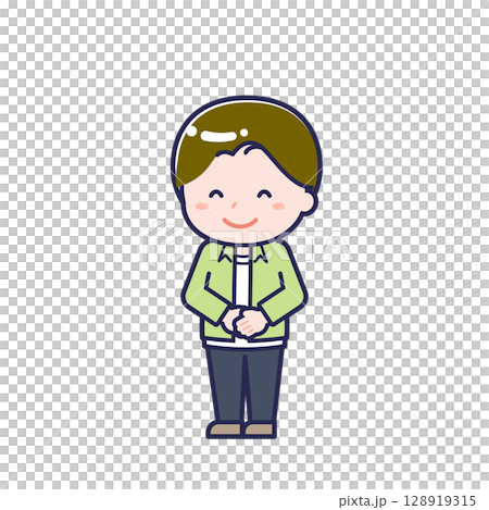 Teenager in plain clothes / diagonal / male 01 128919315