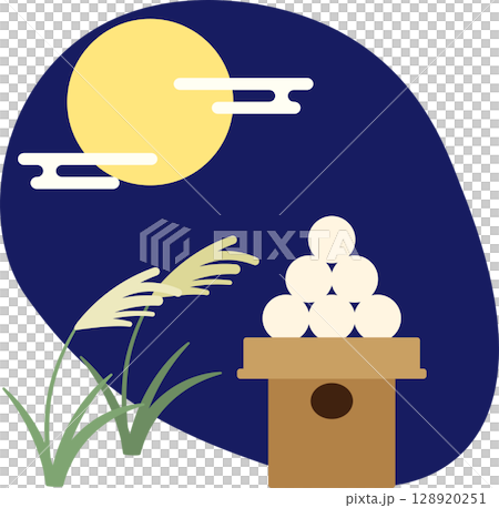 シンプルなお月見のイラスト素材アイコン 128920251