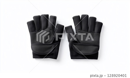Pair of fingerless gloves for strength training and gym lifestyle 128920401