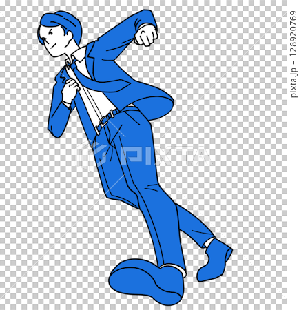 A male office worker walking in a suit 128920769