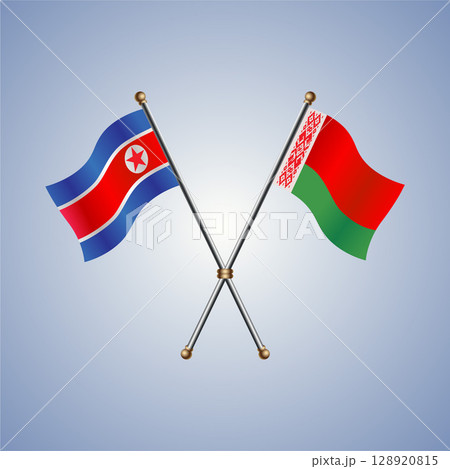North Korea and Belarus flag. Vector Illustration 128920815