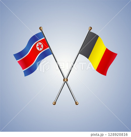North Korea and Belgium flag. Vector Illustration 128920816