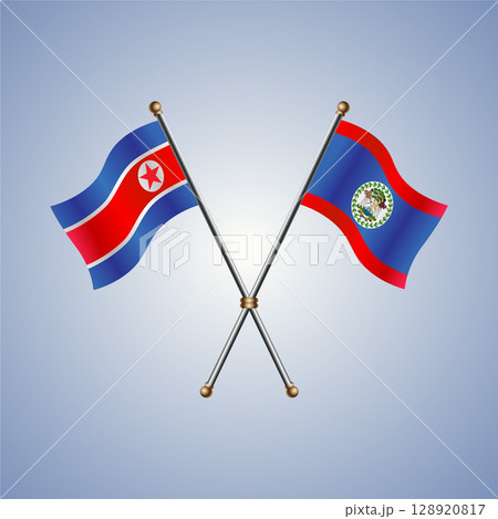North Korea and Belize flag. Vector Illustration 128920817