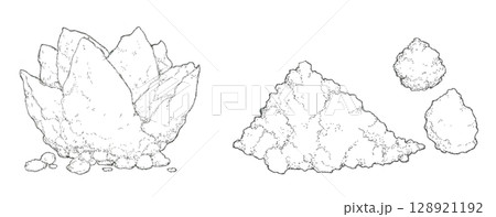 湯の花をイメージした手描きイラスト 128921192